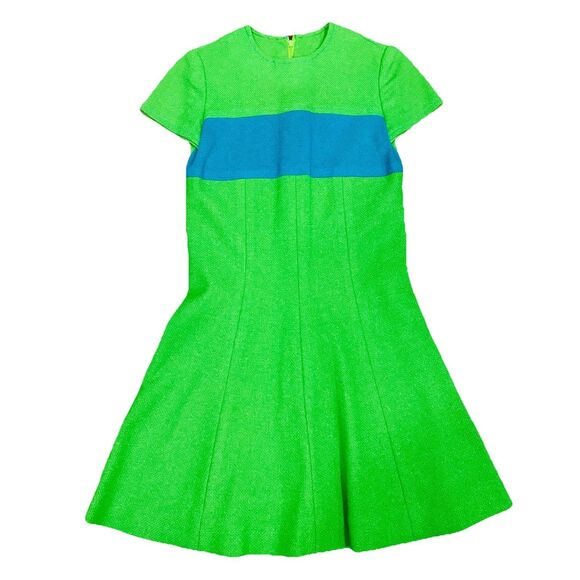 No Brand Dresses & Skirts - Vintage 1960s Mod Wool Mini Dress Hand Made in USA Mad Men Green Blue Cap Sleeve